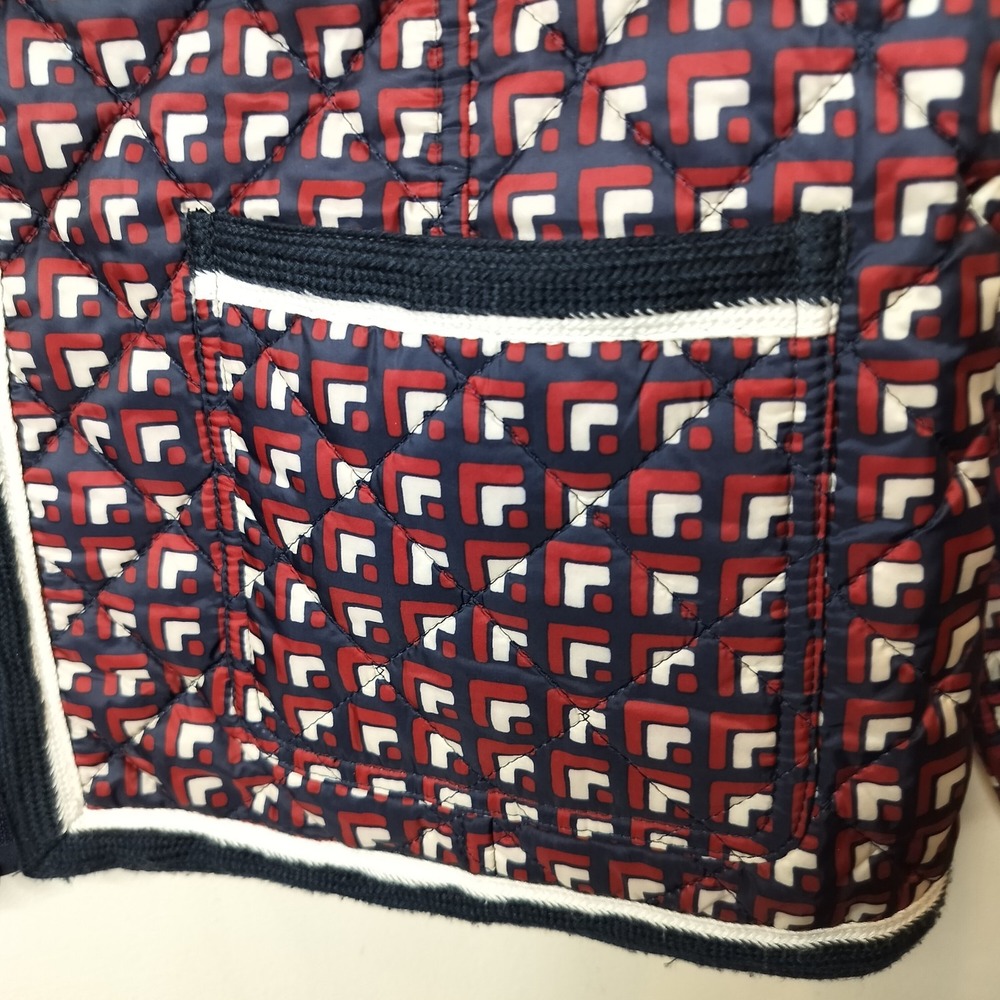 Talbots Reversible Jacket Red Navy Geometric Zip … - image 4